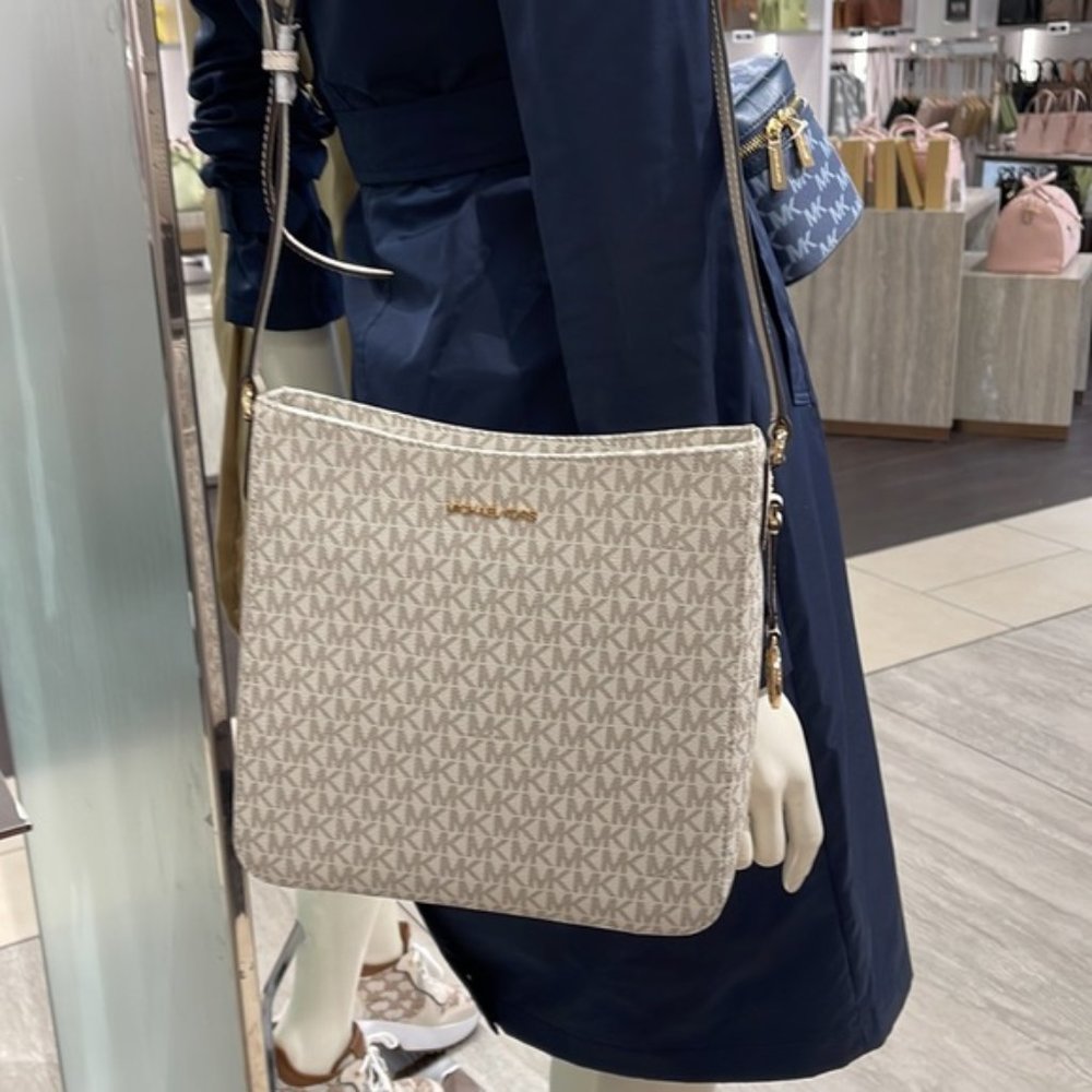 Michael Kors Jet Set Travel Large Messenger Crossbody Bag Light Cream Multi - Picture 16 of 16